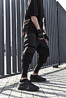 Круті молодіжні осіньо-весняні штани з накладними кишенями Самурай чорні - S, M, L, XL