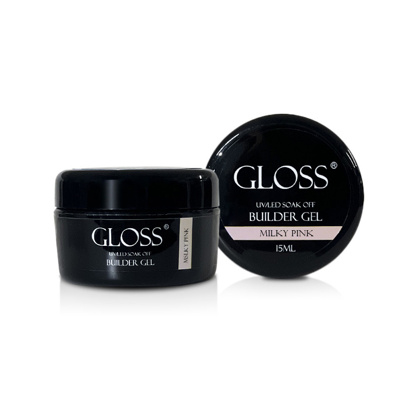 Гель однофазний GLOSS Builder Gel Milky Pink, 15 мл