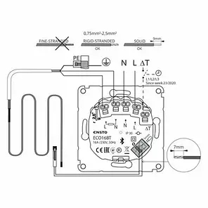 Терморегулятор комбінований Ensto 16 А з датчиками підлоги/повітря Bluetooth ECO16BT-EX, фото 2