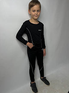 Термобілизна дитяча однотонна класична на зиму, чорна