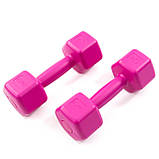 Килимок для йоги, фітнесу, спорту (йога мат, каремат) + гантелі для фітнесу 2шт по 2кг OSPORT Set 69 (n-0099) Сіро-рожевий, фото 4