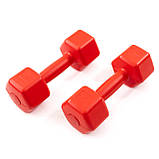 Набор для фитнеса 2в1 коврик для фитнеса и спорта (каремат) + гантели 2шт по 2 кг OSPORT Set 4 (n-0035) Червоний, фото 5