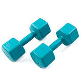 Килимок для йоги, фітнесу, спорту (йога мат, каремат) + гантелі для фітнесу 2шт по 3кг OSPORT Set 70 (n-0100) Сіро-бірюзовий, фото 4