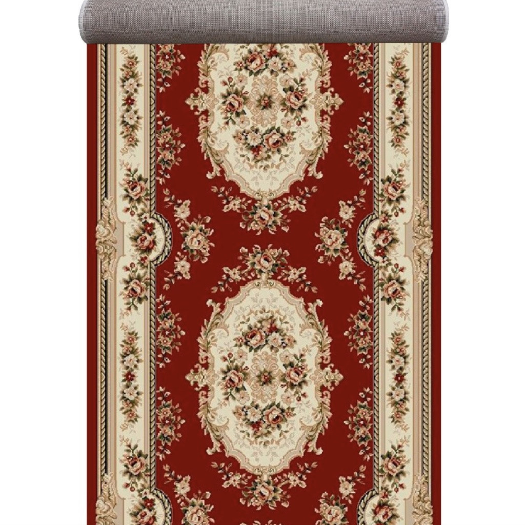 Килимова доріжка ширина 0,80м червона з квітами LOTOS 575/210