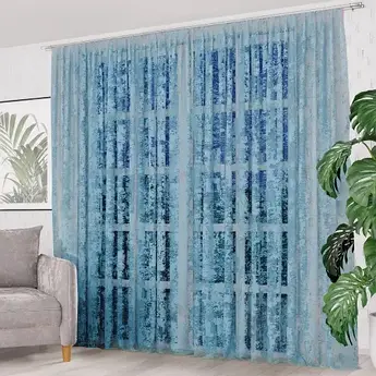 Тюль мармур кольору "джинс" жакард у зал кухню