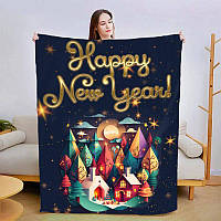 Плед новогодний Новогодняя сказка качественное покрывало с 3D рисунком размер 160х200