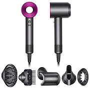 Фен з іонізацією Super Hair Dryer 5в1 міні електрофен безшумний з 5 насадками для укладання волосся 1600 Вт