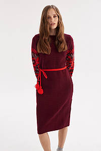 В'язана сукня «Любава» (бордовий, червоний, капучино)