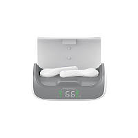 Беспроводные наушники Bluetooth V5.1 10м 300mAh с зарядным футляром и с индикатором заряда белые
