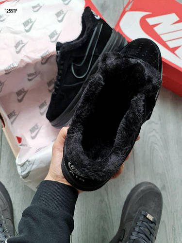 Мужские зимние кроссовки Nike Suede Winter Обувь Найк черные замшевые ...