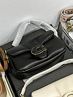 Coach Leather Covered C Closure Puffy Tabby Shoulder Bag Black