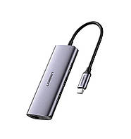 Хаб UGREEN CM252 USB-C to 3xUSB 3.0+RJ45+USB-C Multifunction Adapter (UGR-60718)