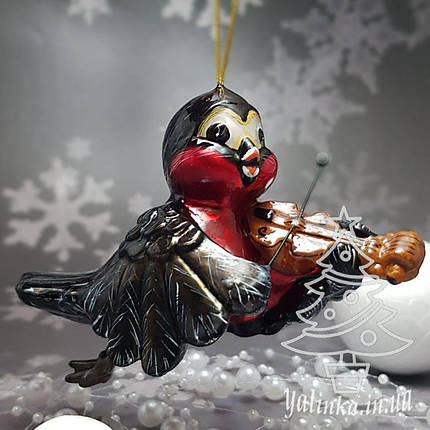 Скляна ялинкова іграшка снігур зі скрипкою Komozja Family Mostowski Santa, фото 1