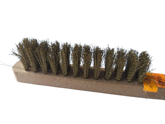 Щітка для змітання 3-х рядна на дерев'яній ручці, латунна, м'яка h-18мм