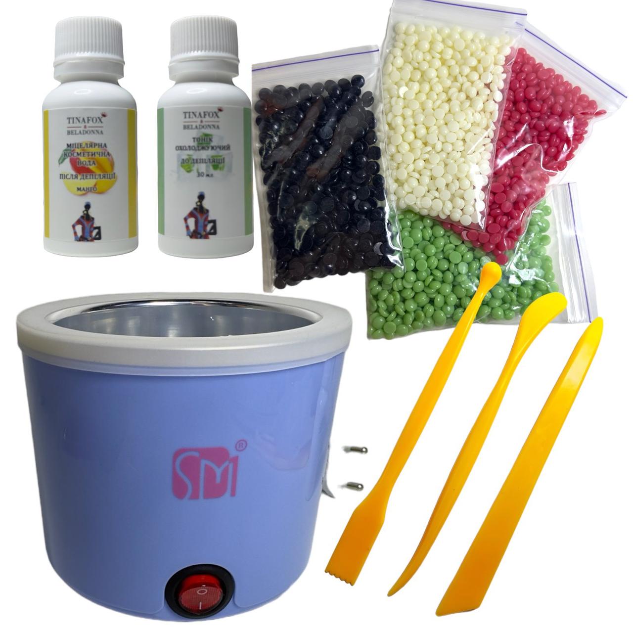 Набір для депіляції (воскоплав SM-200CC, засоби TINAFOX по 30 мл і 4 воски по 50 г)