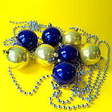 Набір новорічних іграшок 8 шт 7 см | прикраси ялинкові українські патріотичні | новорічні іграшки жовто блакит, фото 2