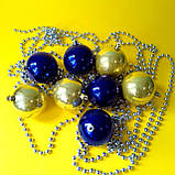 Набір новорічних іграшок 8 шт 7 см | прикраси ялинкові українські патріотичні | новорічні іграшки жовто блакит, фото 3