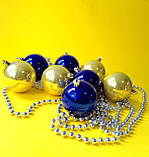 Набір новорічних іграшок 8 шт 7 см | прикраси ялинкові українські патріотичні | новорічні іграшки жовто блакит, фото 4