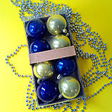 Набір новорічних іграшок 8 шт 7 см | прикраси ялинкові українські патріотичні | новорічні іграшки жовто блакит, фото 6