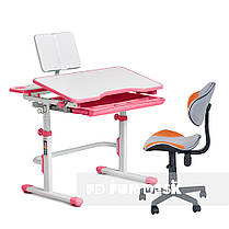 Комплект для дівчинки зростаюча дитяча парта Cubby Fressia Pink + крісло FunDesk LST3 Orange-Grey + настільна лампа, фото 4