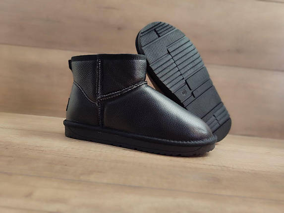 Чорні уггі низькі натуральна шкіра зима унісекс, фото 1