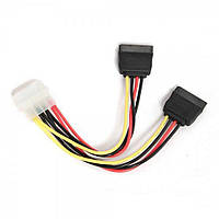 Кабель живлення Molex->2х SATA 0.3 m Cablexpert (CC-SATA-PSY-0.3M) чорно-червоно-жовтий ()
