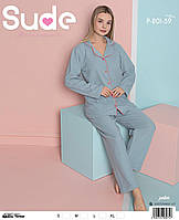 Женская однотонная пижама флис «Sude» серого цвета (с S по XL)