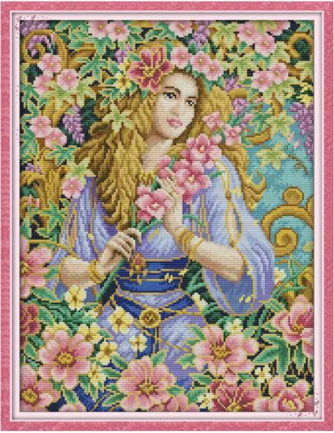 Набір для вишивання за нанесеною на канву схемою "Flower Fairy(2)" . AIDA 14CT printed, 34*44 см
