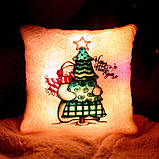 Подушка нічник Сніговичок — світна подушка Новорічний сніговик — дитяча подушка іграшка, фото 8
