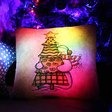 Подушка нічник Сніговичок — світна подушка Новорічний сніговик — дитяча подушка іграшка, фото 7