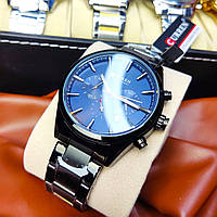 Мужские классические кварцевые стрелочные наручные часы curren 8446 BB. Металлический браслет