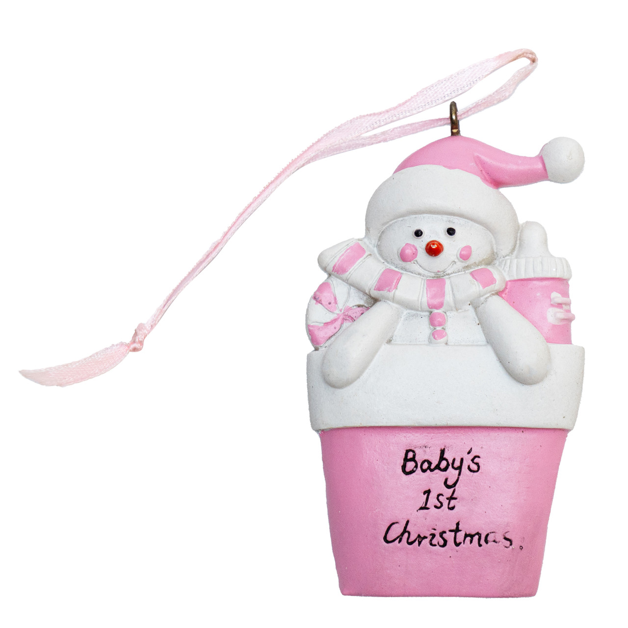 Ялинкова іграшка Сніговик в горщику, 8 см, різнокольоровий, полістоун, декоративна новорічна фігурка (000647-2), фото 1