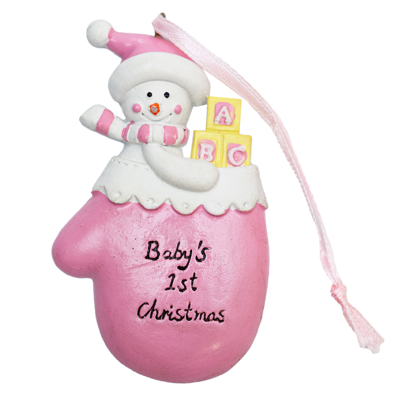 Ялинкова іграшка Сніговик з рукавичкою, 8 см, різнокольоровий, полістоун, декоративна новорічна фігурка (000647-3), фото 1