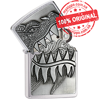 Зажигалка Zippo Fire Breathing Dragon Emblem Brushed Chrome 28969