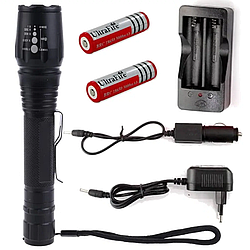 Ручний ліхтарик на акумуляторі T62, Zoom + 2x18650 / Акумуляторний світлодіодний ліхтар Led