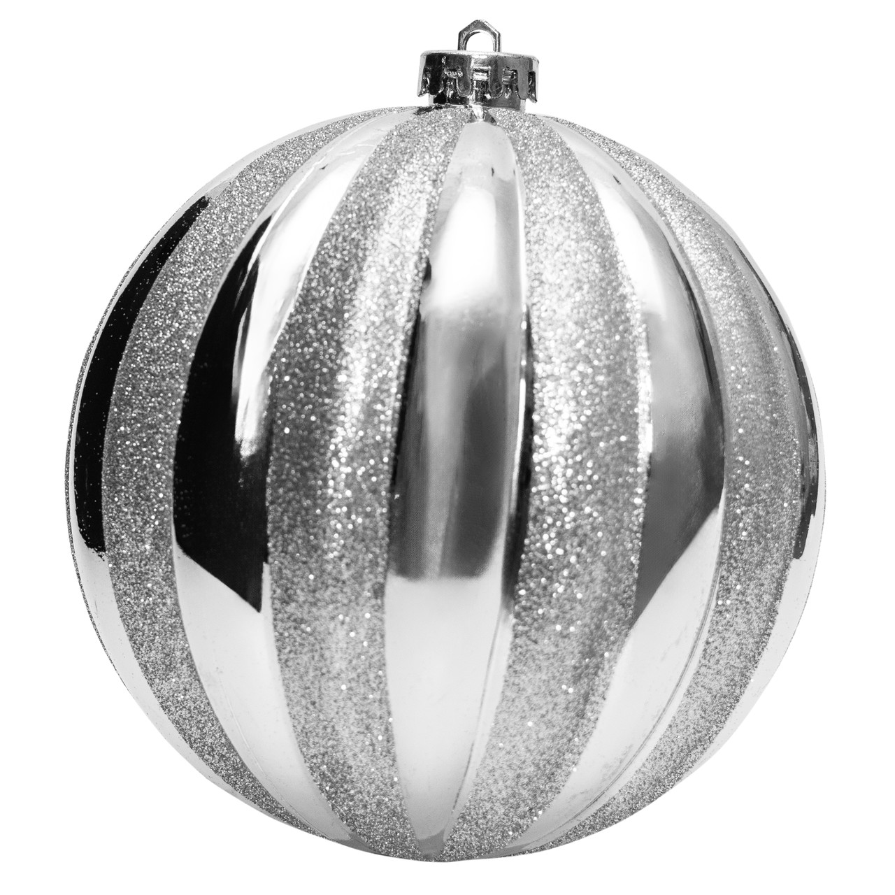 Ялинкова іграшка - гарбуз, 15 см, сріблястий, пластик (892494), фото 1