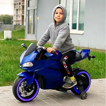 Дитячий електро мотоцикл на акумуляторі з автопофарбою Ducati M 4104ELS-4 для дітей 3-8 років синій