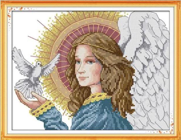Набір для вишивання за нанесеною на канву схемою "Angels of peace ". AIDA 14CT printed, 29*21 см