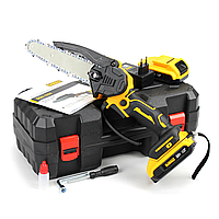 Аккумуляторная бесщеточная мини цепная пила DeWalt DCM (2шт 24V 4A) для дров, Портативный веткорез с АКБ