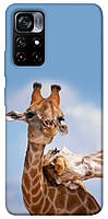 Чехол с принтом для Xiaomi Poco M4 Pro 5G / для Ксяоми, сяоми, ксиоми поко М4 про Милые жирафы