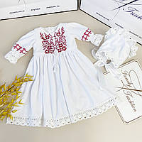 Нарядное платье-вышиванка для девочки "Украиночка" + чепчик