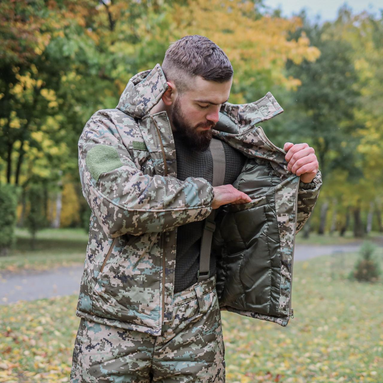 Тактична куртка зимова Soft Shell (Singl Sword) Піксель