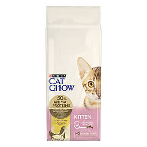 Пурина Cat Chow kitten сухий корм для кошенят, кішок, що вагітніють, курка 15 кг