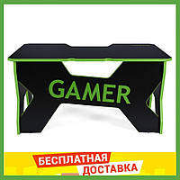 Игровой компьютерный стол ХGamer Generic черно-зеленый 150 см, стол для геймера без ящиков прямой