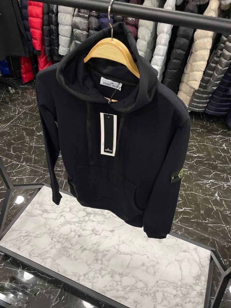 Чоловіча кофта худі Stone Island D11512 чорна S, фото 1