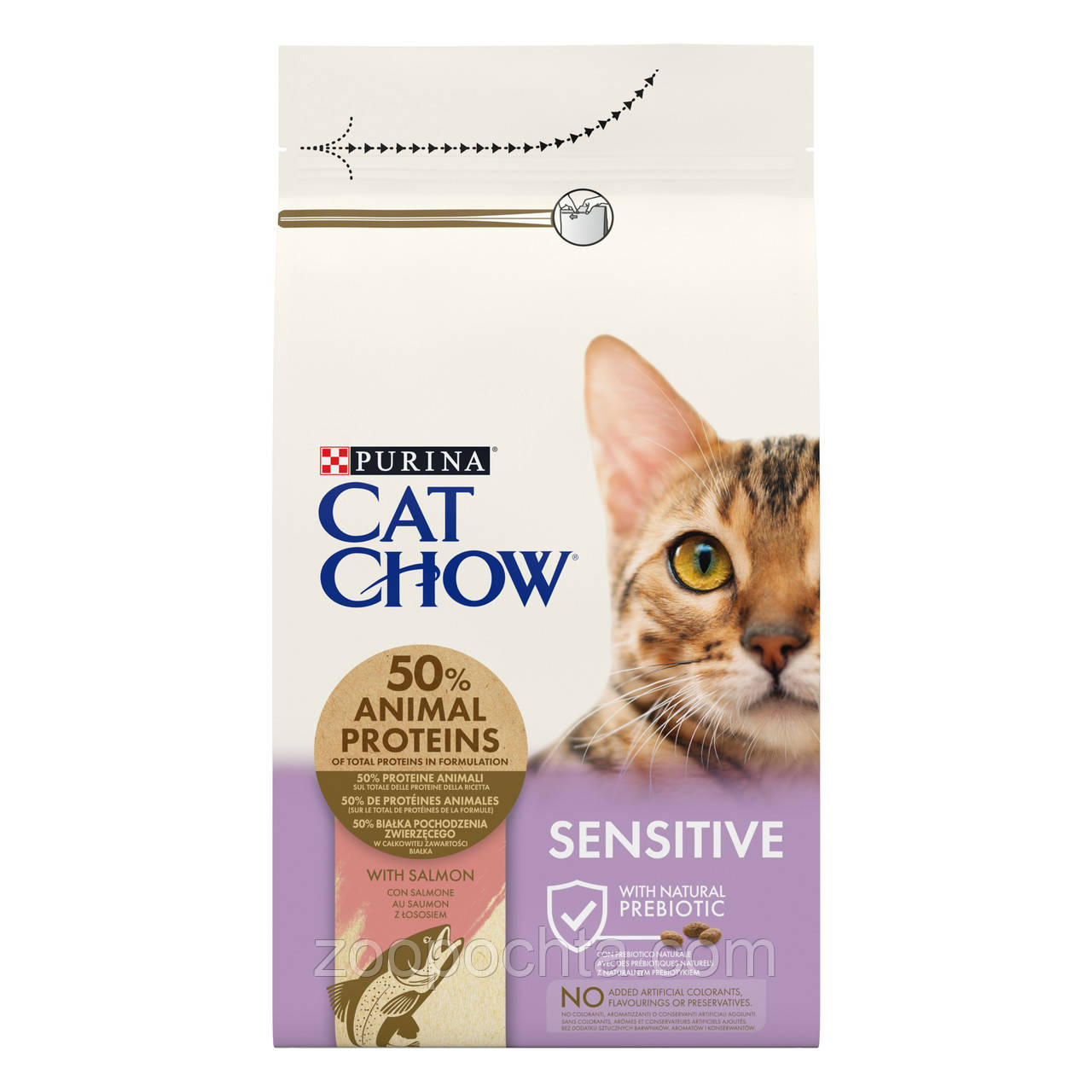 Сухой корм Cat Chow Sensitive для кошек с чувствительной кожей и пищеварением, лосось 0.4КГ - фото 1 - id-p547013482