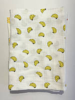 Одеяло Муслин льняное детское легкое 135*105 см, пеленка простынь хлопок, муслиновое натуральное летнее Банан