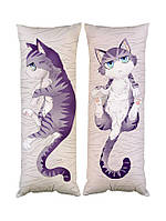 Подушка дакимакура кот аниме декоративная ростовая подушка для обнимания двусторонняя 50*150см