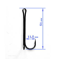 Гачок-двійник Kumho Craft Hook LONG DOUBLE HOOK № 2/0 дуже довка цівка (2шт.) black nickel