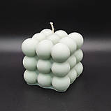 Свічка куб Bubble 3х3  сіро-зеленого кольору, фото 2